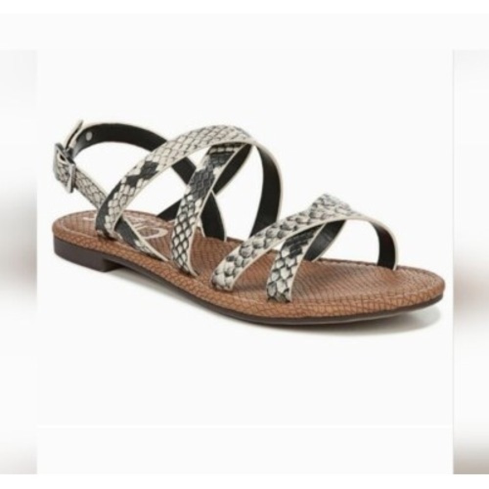 Circus by Sam Edelman Womens 8.5 Snakeskin Print Strappy Slingback Flat Sandals